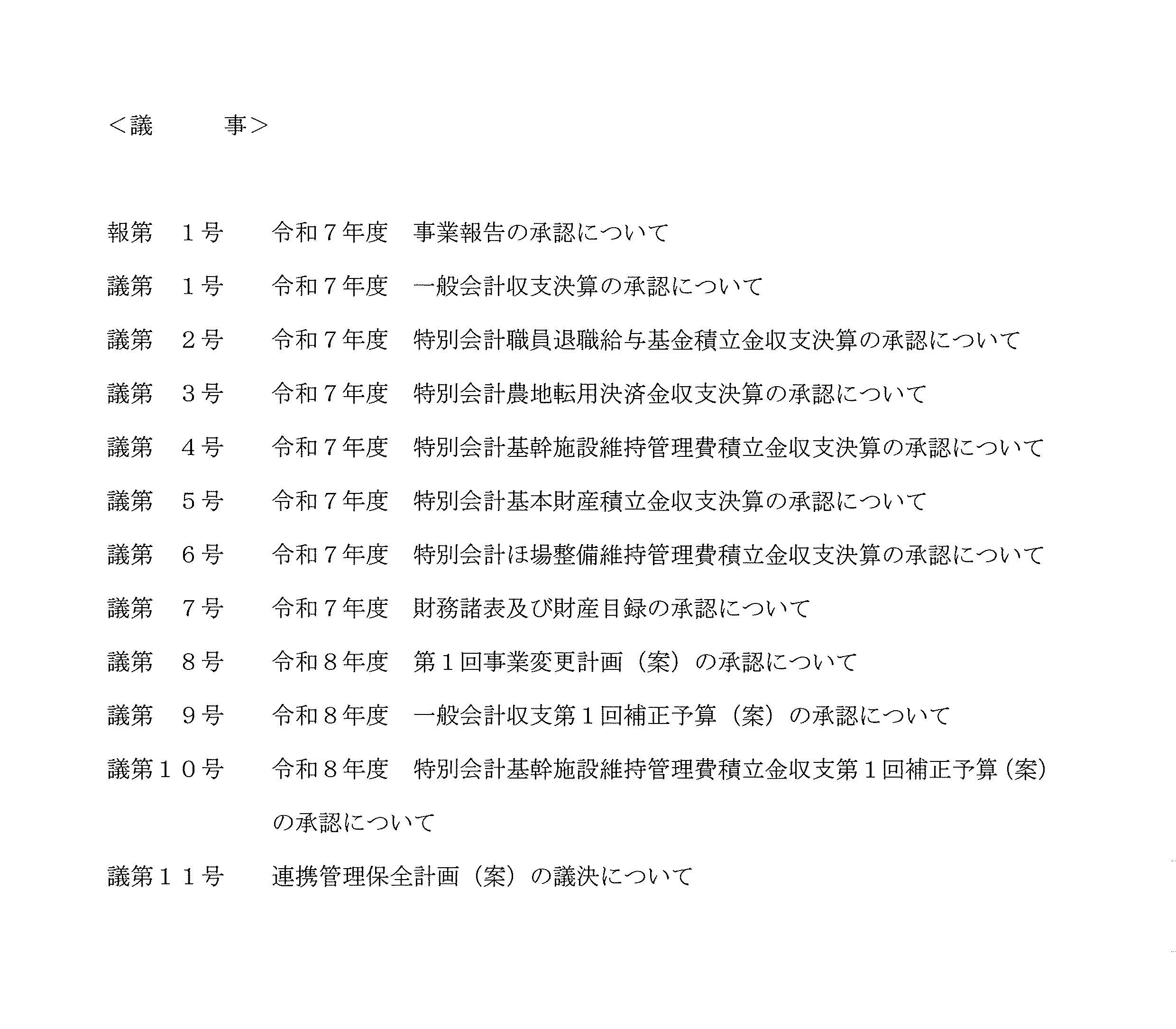 臨時総代会　開催公告